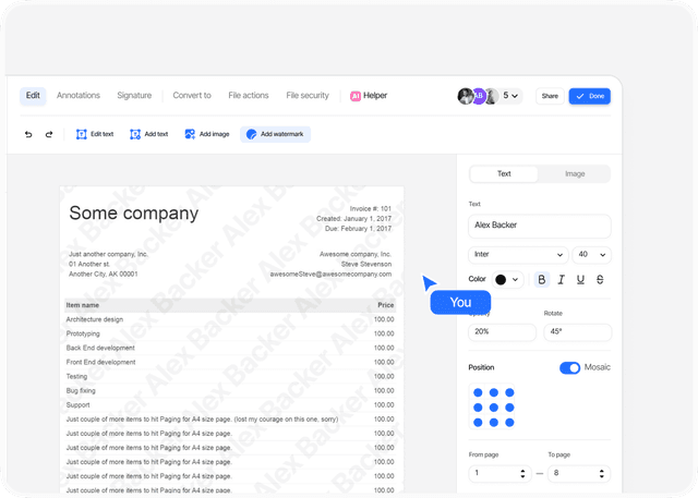 Add Watermark to PDF Online - Text & Image Watermarks - PDFTool.io